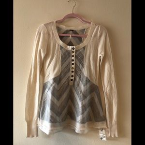 Free People Chevron Long Sleeve Top